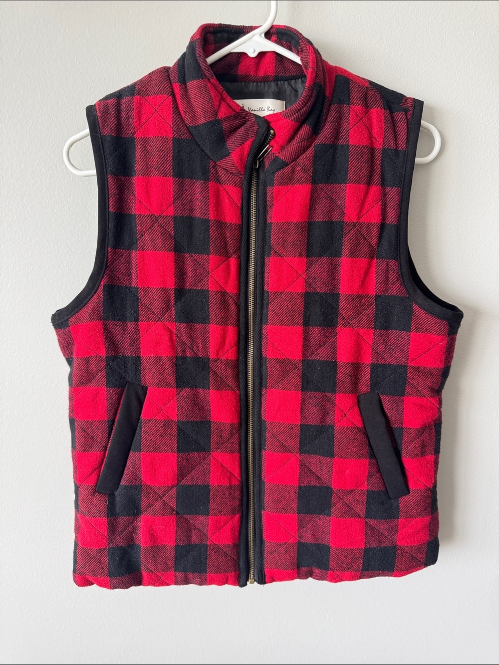 Vanilla Bay Red and Black Buffalo Plaid Quilted Vest